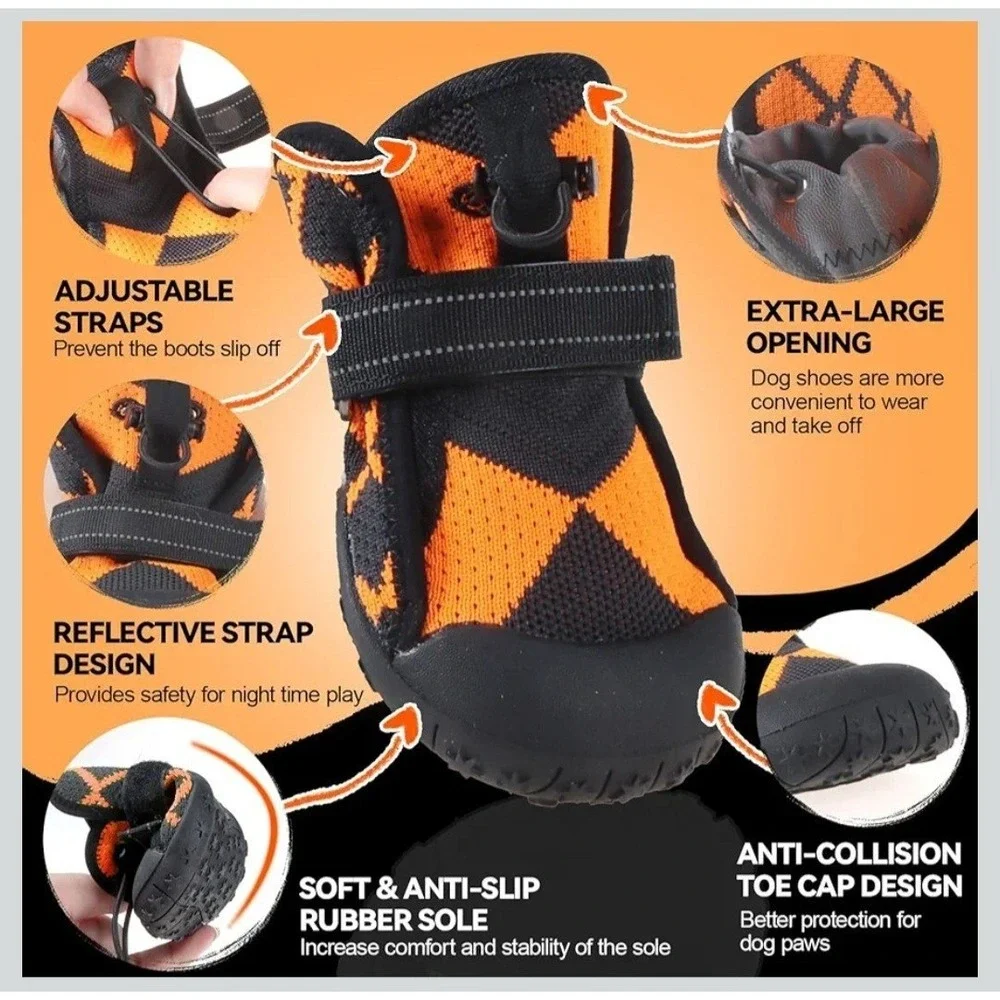 Furmate Dog All Terrain Boots Size 3 Orange Black